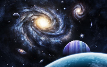 Картинка космос арт галактика вселенная звезды планеты