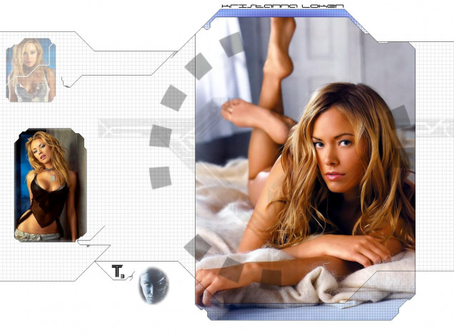 Обои картинки фото девушки, kristanna loken, модель, актриса, блондинка, постель, топ
