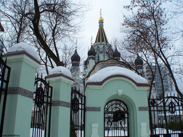 Обои картинки фото москва, сокольники, зима, церковь, вознесения, города, россия