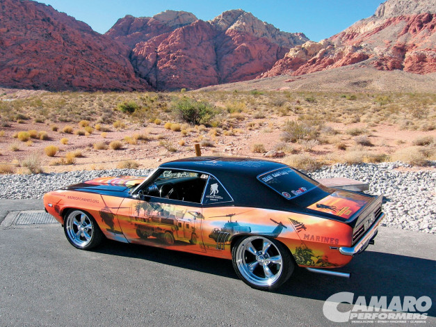 Обои картинки фото 1969, chevy, camaro, автомобили