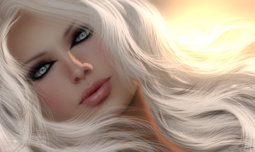 Картинка 3д графика portraits портрет блондинка девушка лицо волосы