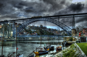 обоя porto  portugal, города, - мосты, porto, portugal, порто, португалия, дома, река, мост