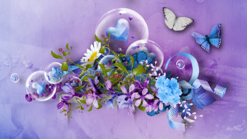 Картинка разное компьютерный+дизайн сердечки бабочки цветы