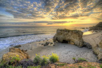 Картинка природа восходы закаты пляж зарево тучи океан