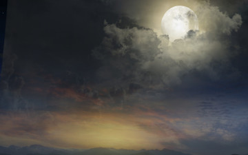 Картинка разное компьютерный+дизайн sky magical night природа пейзаж волшебная ночь full moon луна облака полный небо clouds landscape nature