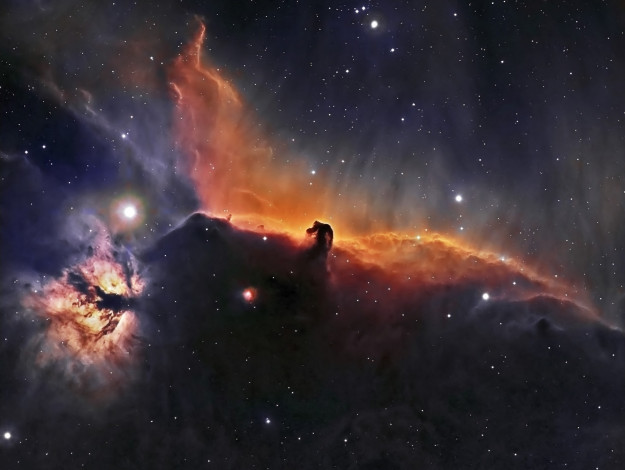 Обои картинки фото ic434 horsehead and flame nebula v2, космос, галактики, туманности, туманность
