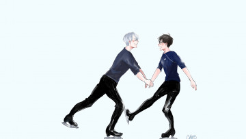 обоя аниме, yuri on ice, юри, катсуки, виктор, никифоров