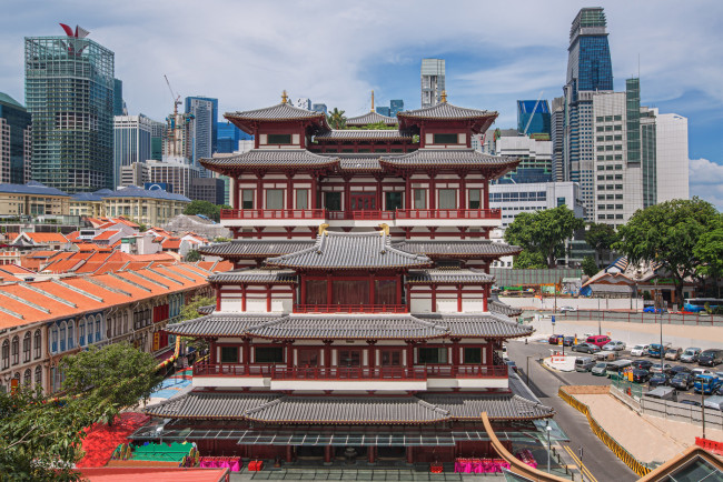 Обои картинки фото singapore`s chinatown, города, сингапур , сингапур, пагода