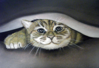 Картинка рисованное животные взгляд фон кот