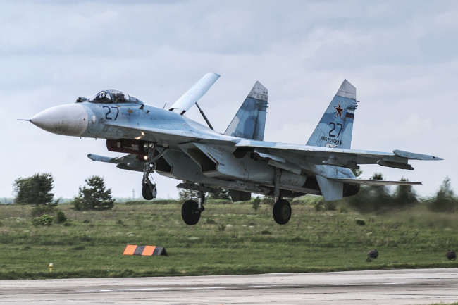Обои картинки фото su-27p, авиация, боевые самолёты, россия, ввс