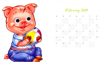Картинка календари рисованные +векторная+графика одежда поросенок мяч свинья