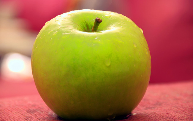 Обои картинки фото еда, яблоки, зеленое, яблоко, макро