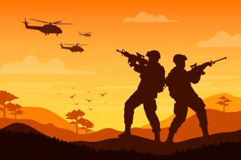 Картинка векторная+графика люди+ people солдаты оружие вертолеты