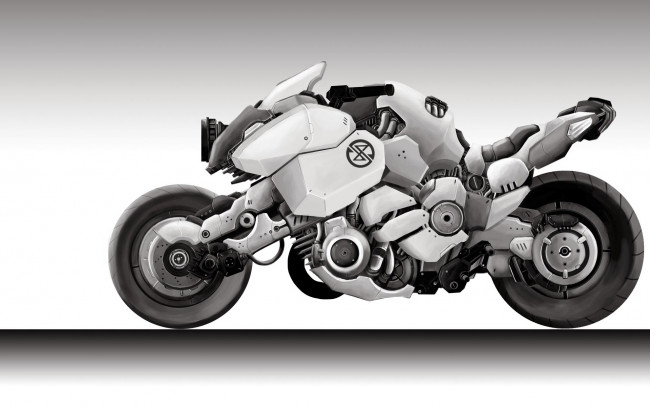 Обои картинки фото мотокцикл, мотоциклы, 3d, мотоцикл, белый