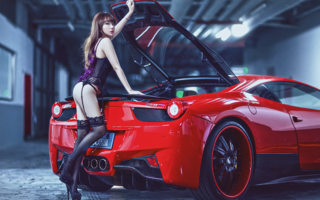 Обои картинки фото автомобили, -авто с девушками, автомобиль, взгляд, фон, девушка, азиатка