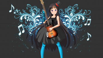 Картинка аниме k-on девушка взгляд фон гитара