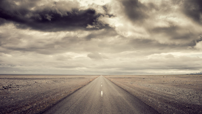 Обои картинки фото природа, дороги, горизонт, дорога, пустыня, облака