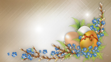 Картинка праздничные пасха яйца ветка