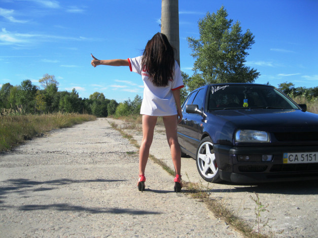 Обои картинки фото автомобили, -авто с девушками, volkswagen, vento