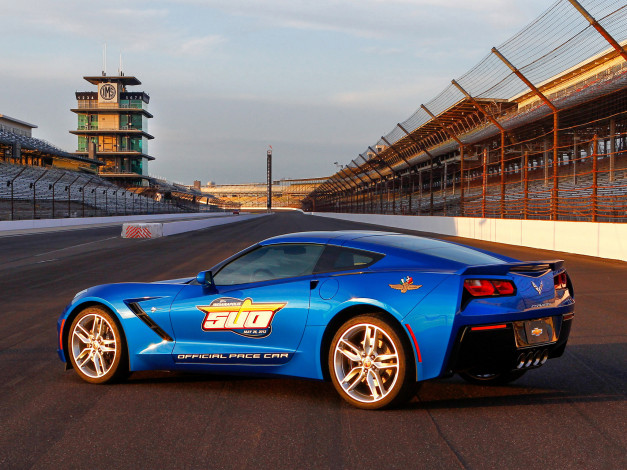 Обои картинки фото corvette stingray indy 500 pace car 2013, автомобили, corvette, stingray, indy, 500, pace, car, 2013, blue