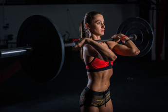 Картинка спорт body+building брюнетка спортзал женщины штанга тяжелая атлетика