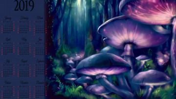 Картинка календари фэнтези гриб растение лес дерево