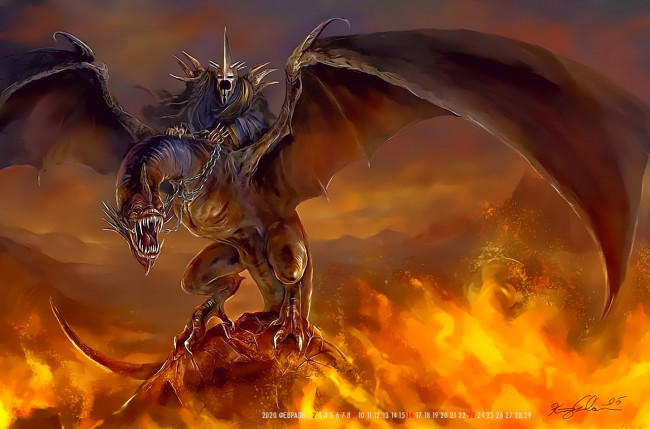 Обои картинки фото календари, фэнтези, дракон, пламя, огонь, крылья, монстр, существо, calendar, 2020