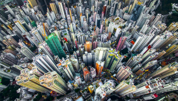 обоя hong kong, города, - другое, город, мегаполис, небоскребы, здания, вид, сверху