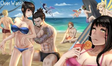 Картинка видео+игры overwatch персонажи пляж