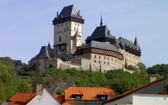 Обои картинки фото karlstejn castle, czech republic, города, замки чехии, karlstejn, castle, czech, republic