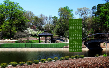 Картинка календари природа парк беседка мост