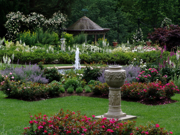 Обои картинки фото природа, парк, rose, garden, of, the, morris, arboretum, pennsylvania, usa