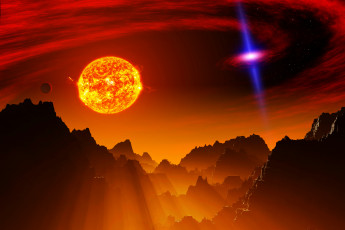 Картинка 3д+графика atmosphere+ mood+ атмосфера настроения рельеф планета свет небо звезда квазар горы галактика вселенная