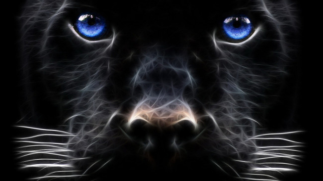 Обои картинки фото 3д графика, животные , animals, голова, морда, пантера, усы, зверь, хищник