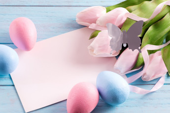 Картинка праздничные пасха праздник яйца цветы открытка