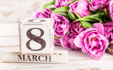обоя праздничные, международный женский день - 8 марта, цветы, тюльпаны, розовые, 8, марта, pink, tulips, march