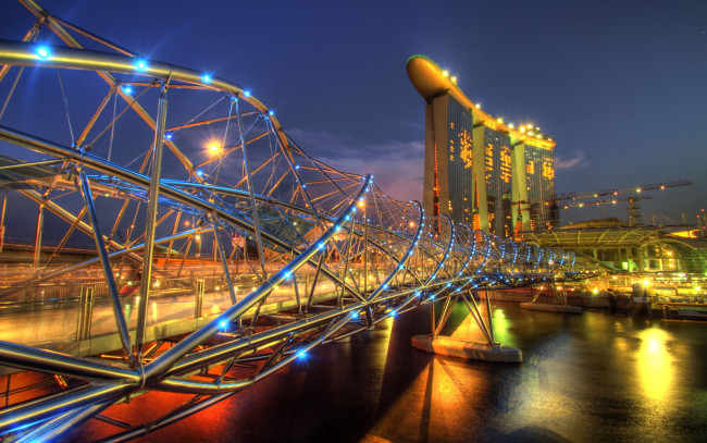 Обои картинки фото the, helix, bridge, singapore, города, сингапур
