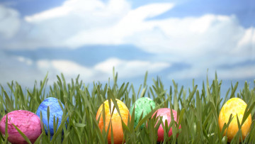 Картинка праздничные пасха яйца трава