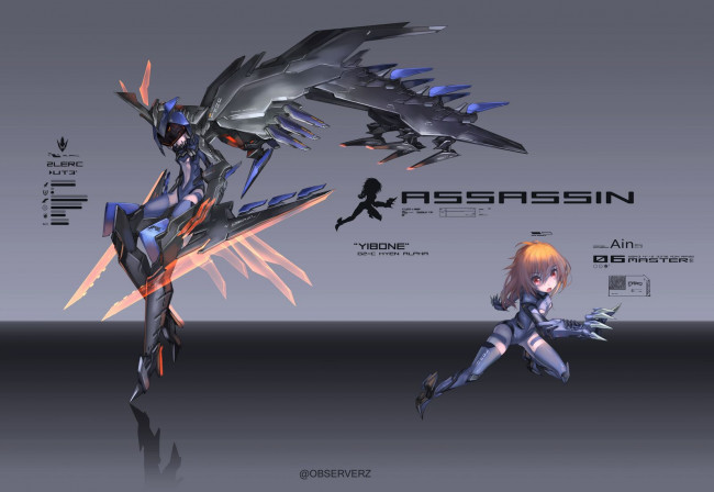 Обои картинки фото аниме, weapon, blood, technology, babycat, крылья, wings