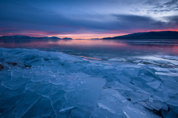 Картинка utah lake природа восходы закаты озеро закат лёд