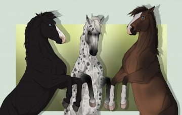 обоя рисованные, животные, лошади, лошадь