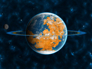 Картинка космос арт орбита вселенная спутник кольца планета