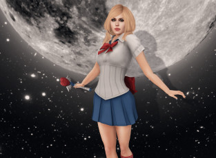 Картинка 3д+графика фантазия+ fantasy девушка взгляд фон рыжая