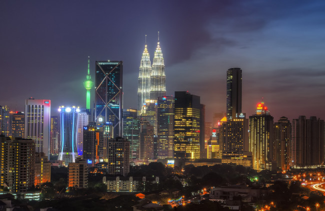 Обои картинки фото kuala lumpur, города, куала-лумпур , малайзия, башни, близнецы