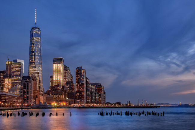 Обои картинки фото manhattan, города, нью-йорк , сша, небоскребы, залив