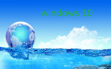 обоя компьютеры, windows  10, небо, шар, логотип, фон