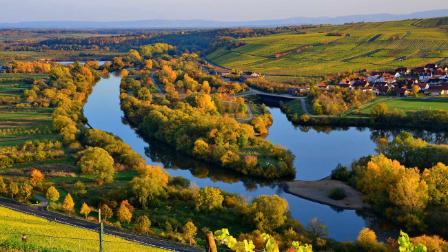 Обои картинки фото города, - пейзажи, майн, бавария, природа, осень, германия, река