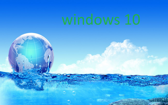 Обои картинки фото компьютеры, windows  10, небо, шар, логотип, фон