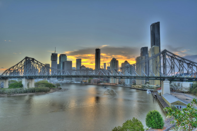Обои картинки фото story bridge brisbane, города, брисбен , австралия, река, мост