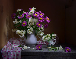 Картинка цветы букеты +композиции жасмин ромашки букет